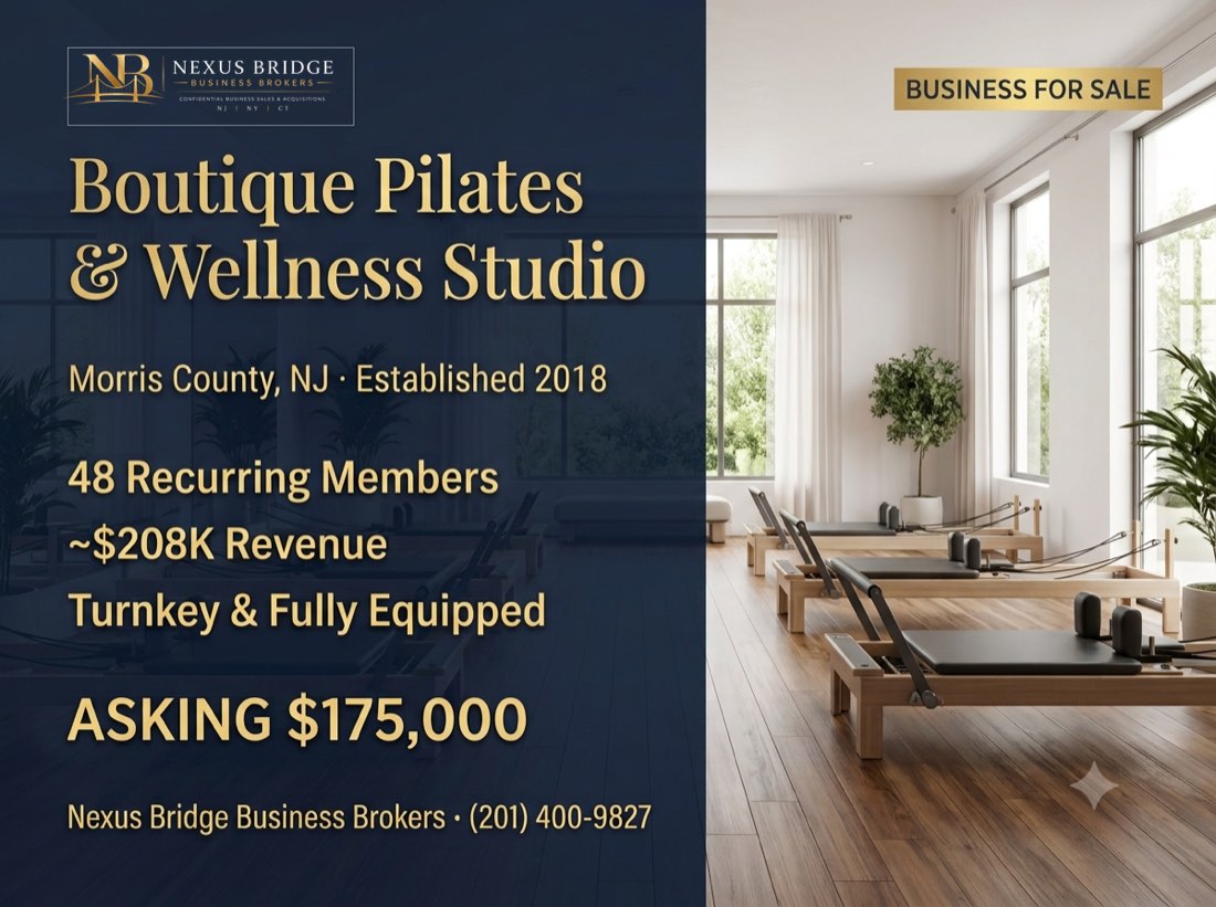 Boutique Pilates & wellness studio for sale in Morris County, NJ